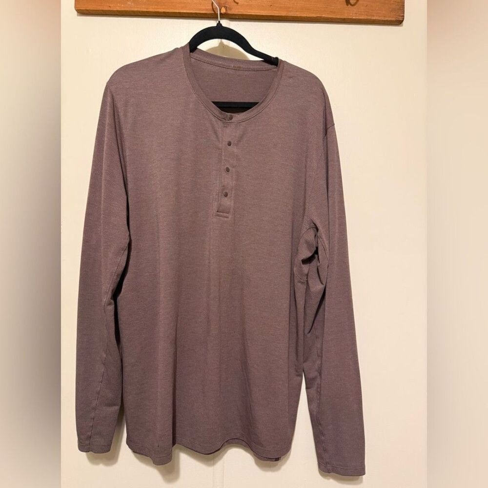 Lululumon Men's Long Sleeve Henley Shirt - Brown